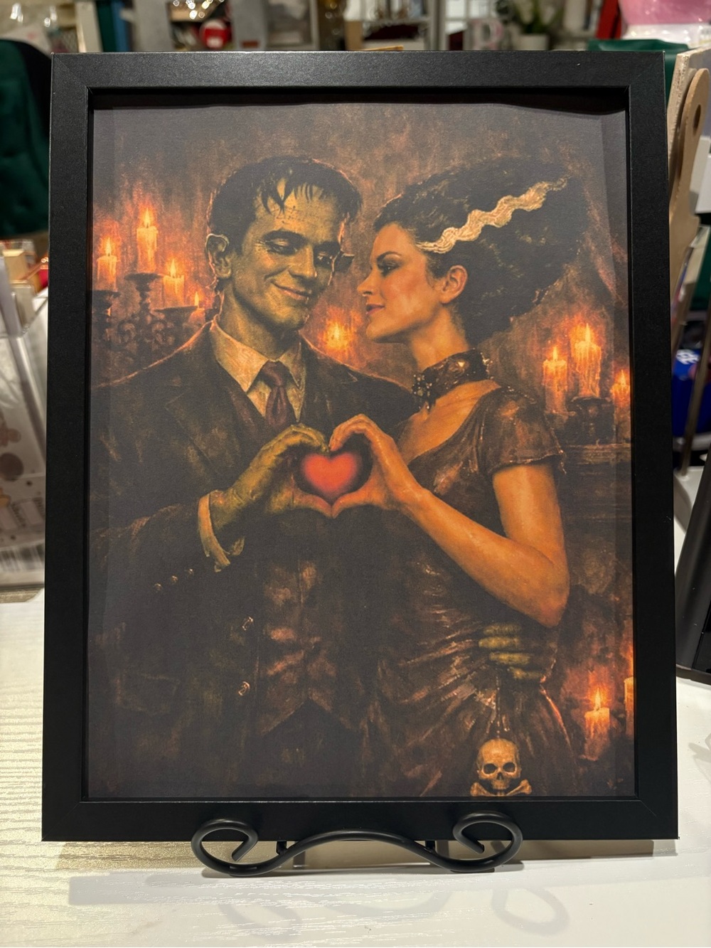 Bride of Frankenstein and Frankenstein Framed 8x10 Heart Art Print